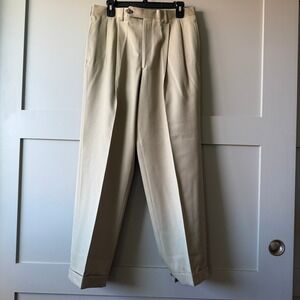 Corbin Nordstrom Pleated Dress Pants Mens Sz 32x30 Tan Khaki Cuffed Trousers